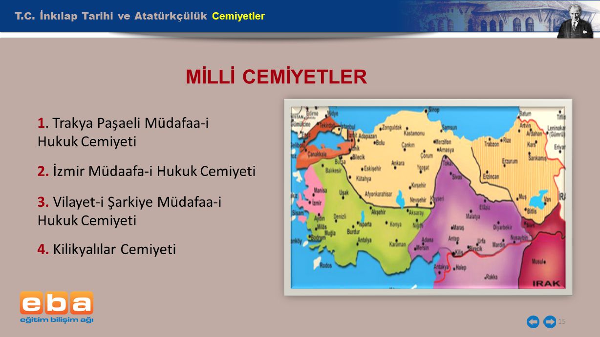 MİLLİ CEMİYETLER T.C. İnkılap Tarihi ve Atatürkçülük Cemiyetler
