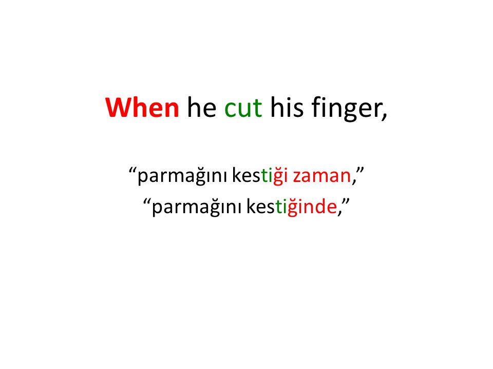 When he cut his finger, parmağını kestiği zaman,