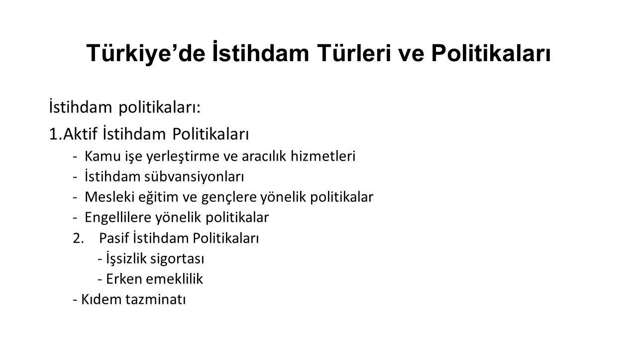 Türkiye’de İstihdam Türleri ve Politikaları