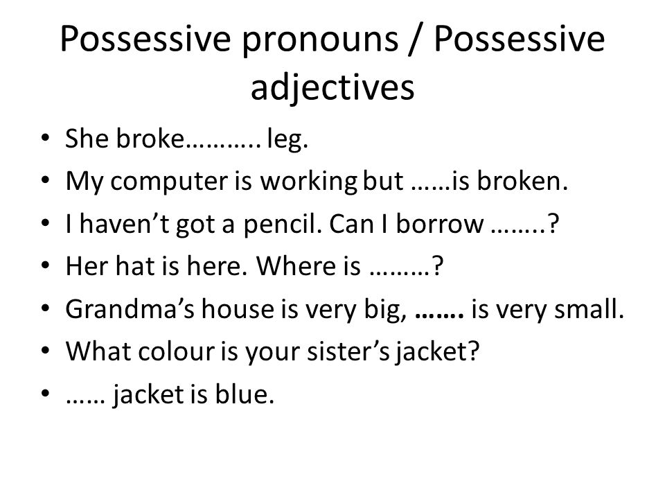 Possessive pronouns / Possessive adjectives