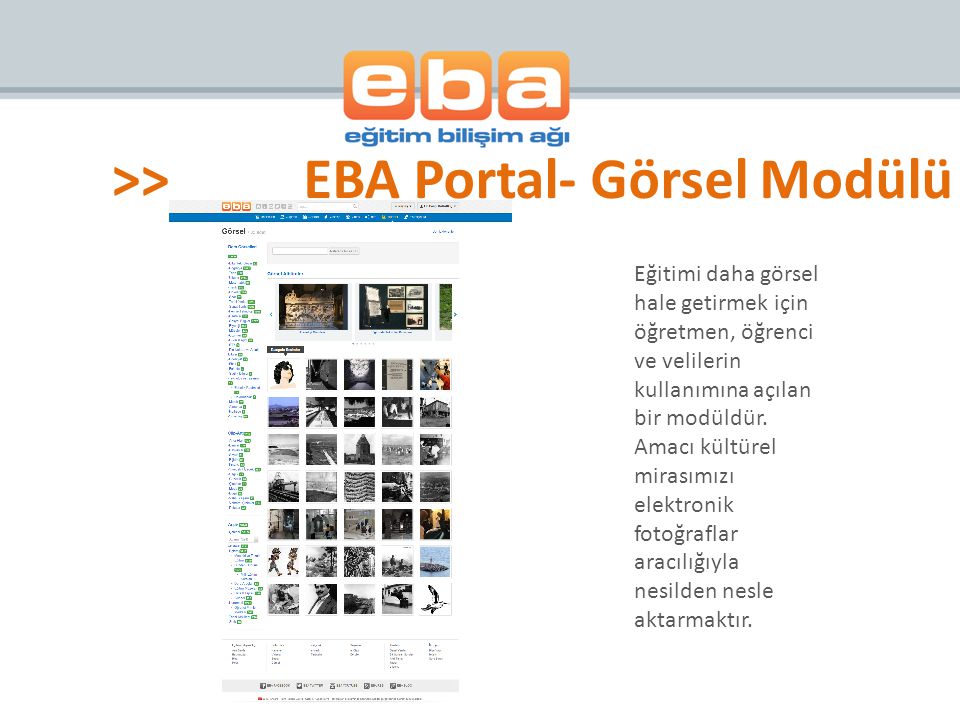 >> EBA Portal- Görsel Modülü