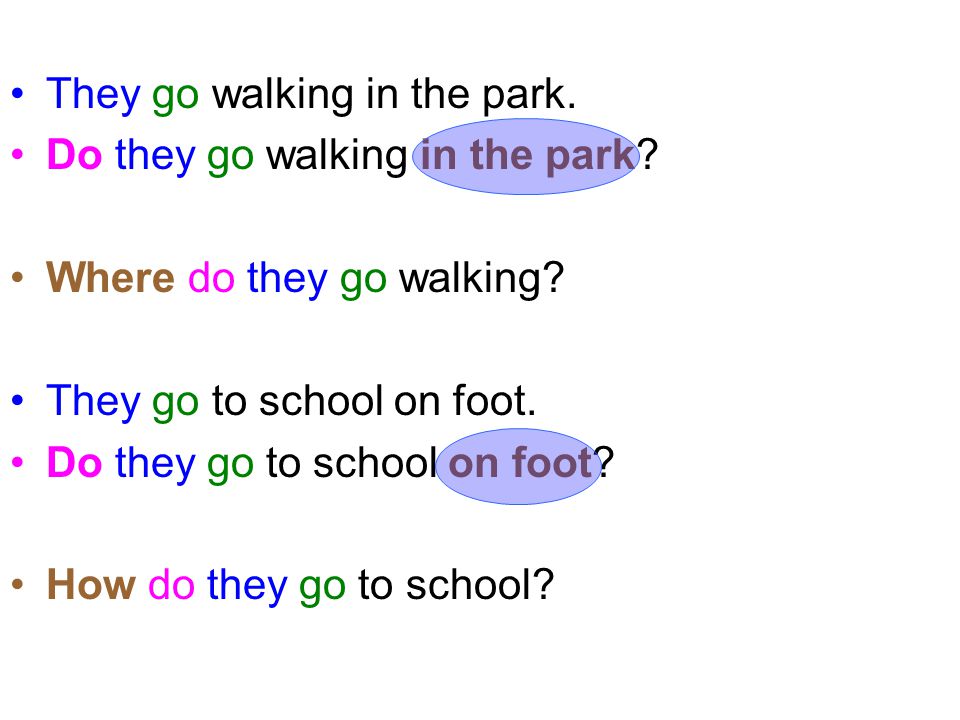 They go walking in the park.
