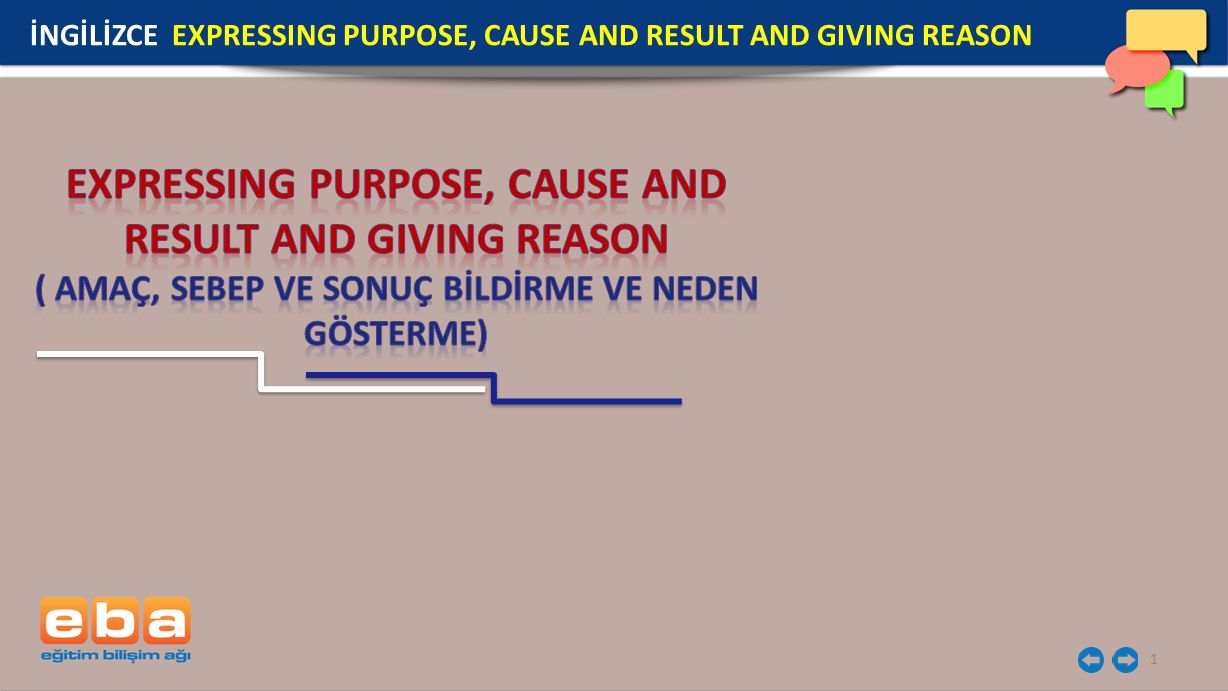 EXPRESSING PURPOSE, CAUSE AND RESULT AND GIVING REASON