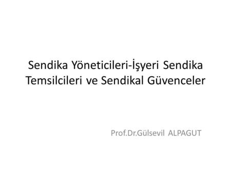 Prof.Dr.Gülsevil ALPAGUT