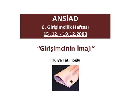 “Girişimcinin İmajı” Hülya Tatlılıoğlu ANSİAD 6. Girişimcilik Haftası 15.12. - 19.12.2008.