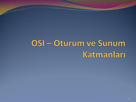 OSI – Oturum ve Sunum Katmanları