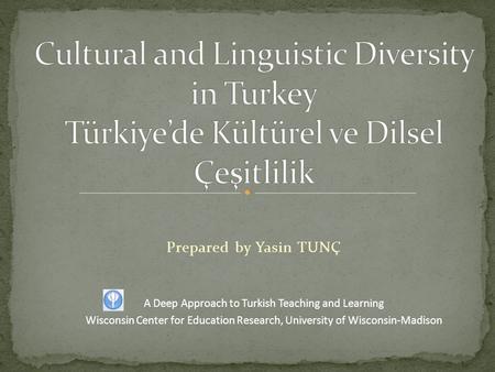 Prepared by Yasin TUNÇ A Deep Approach to Turkish Teaching and Learning Wisconsin Center for Education Research, University of Wisconsin-Madison.