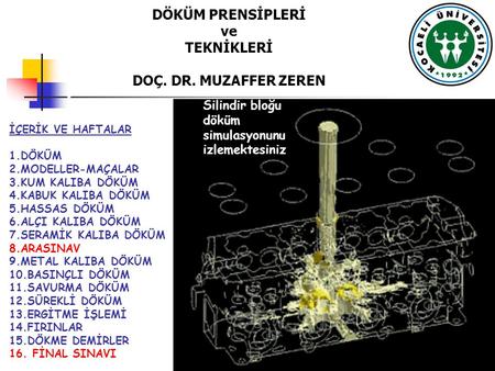 DÖKÜM PRENSİPLERİ ve TEKNİKLERİ DOÇ. DR. MUZAFFER ZEREN