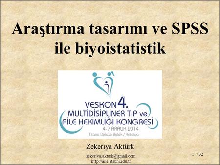 Araştırma tasarımı ve SPSS ile biyoistatistik