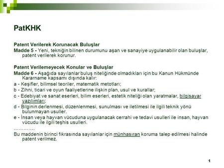 PatKHK Patent Verilerek Korunacak Buluşlar