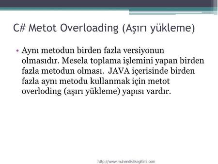 C# Metot Overloading (Aşırı yükleme)
