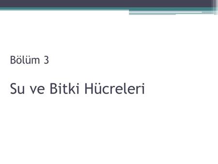 Bölüm 3 Su ve Bitki Hücreleri