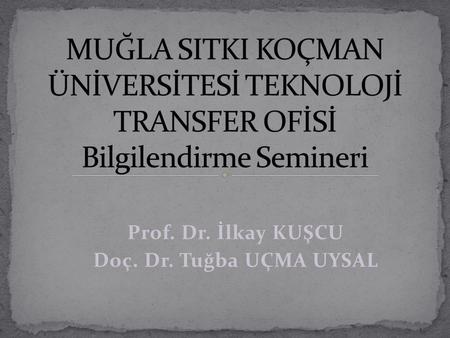 Prof. Dr. İlkay KUŞCU Doç. Dr. Tuğba UÇMA UYSAL