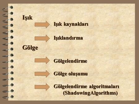 Işık Gölge Işık kaynakları Işıklandırma Gölgelendirme Gölge oluşumu