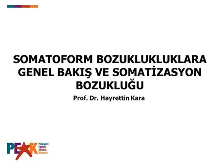 SOMATOFORM BOZUKLUKLUKLARA GENEL BAKIŞ VE SOMATİZASYON BOZUKLUĞU