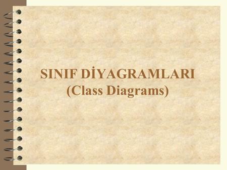 SINIF DİYAGRAMLARI (Class Diagrams). Temel Sınıf Gösterimi  En üstte sınıf ismi bulunur.  Özellikler (opsiyonel) –Sınıfa ait tüm alanları içermelidir.