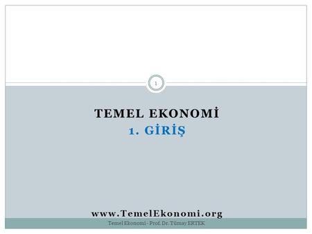TEMEL EKONOMİ 1. GİRİŞ www.TemelEkonomi.org Temel Ekonomi - Prof. Dr. Tümay ERTEK.