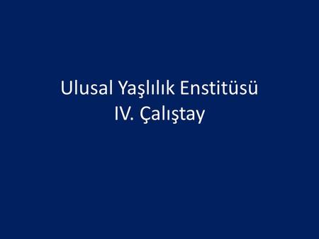 Ulusal Yaşlılık Enstitüsü IV. Çalıştay