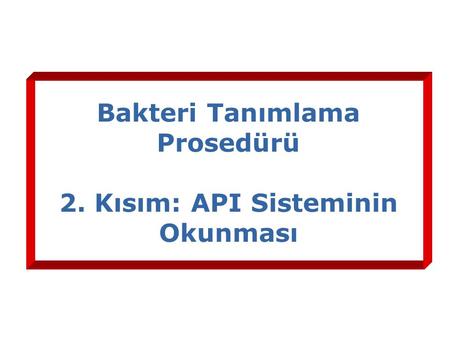 Bakteri Tanımlama Prosedürü 2. Kısım: API Sisteminin Okunması