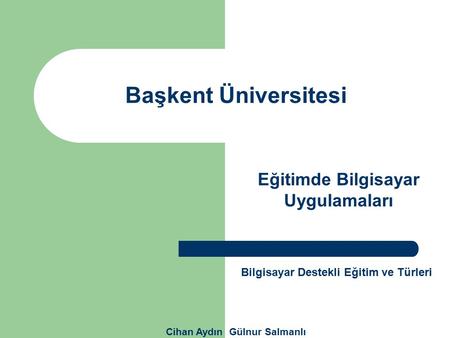 Eğitimde Bilgisayar Uygulamaları