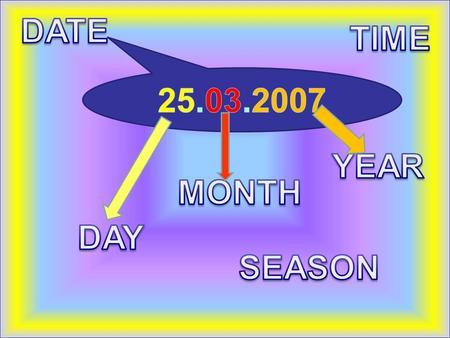 DATE TIME 25.03.2007 YEAR MONTH DAY SEASON.