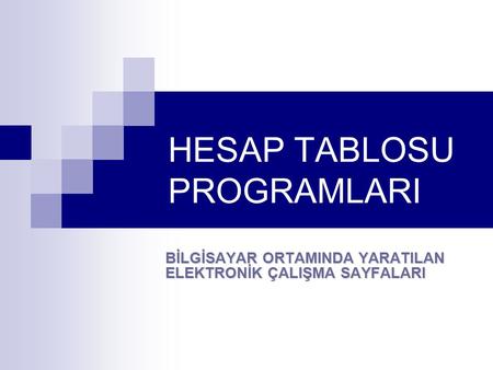 HESAP TABLOSU PROGRAMLARI