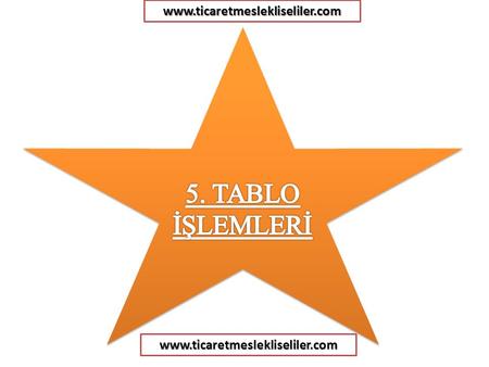 5.1. Tablo Ekleme Kelime işlemci programında tablo eklemek için Ekle sekmesindeki Tablolar grubundan Tablo düğmesine tıklanır. A:Tablo; Bu kısmın üzerine.