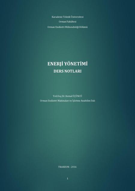 ENERJİ YÖNETİMİ DERS NOTLARI