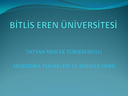 BİTLİS EREN ÜNİVERSİTESİ