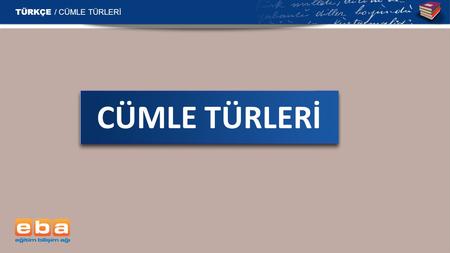 TÜRKÇE / CÜMLE TÜRLERİ CÜMLE TÜRLERİ.