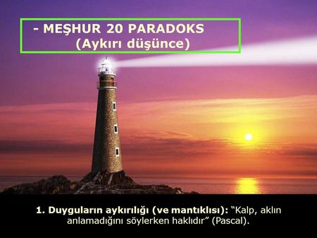 - MEŞHUR 20 PARADOKS (Aykırı düşünce)