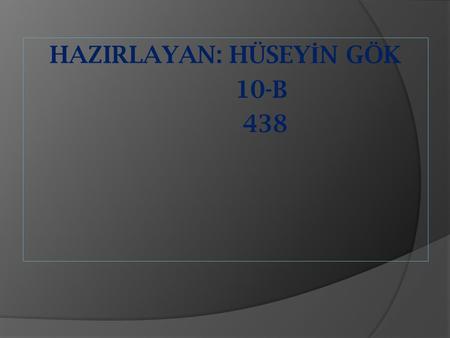 HAZIRLAYAN: HÜSEYİN GÖK