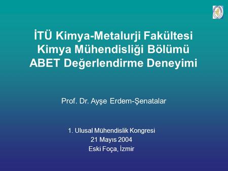 İTÜ Kimya-Metalurji Fakültesi Kimya Mühendisliği Bölümü