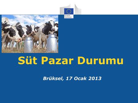 Süt Pazar Durumu Brüksel, 17 Ocak 2013. 17 Ocak 20132 AB Üretimleri !!! Bazı Üye Ülkelerin verileri gizli olup bu tabloda yer almamaktadır!!! Kaynak: