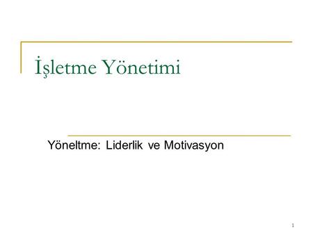 Yöneltme: Liderlik ve Motivasyon