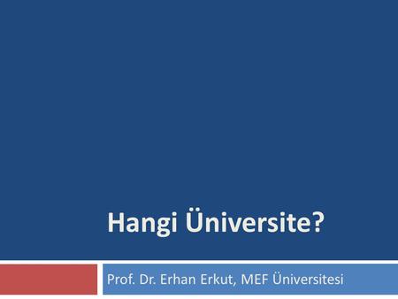 Prof. Dr. Erhan Erkut, MEF Üniversitesi
