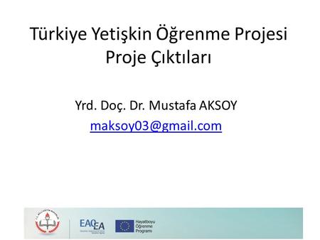 Türkiye Yetişkin Öğrenme Projesi Proje Çıktıları