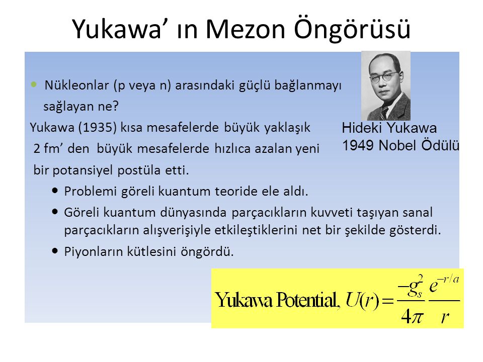 Yukawa In Mezon Ongorusu Ppt Indir