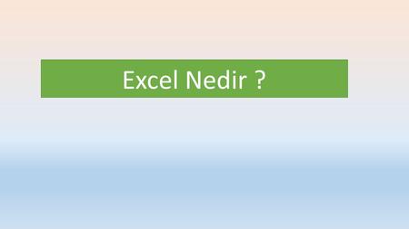 Excel Nedir ?.
