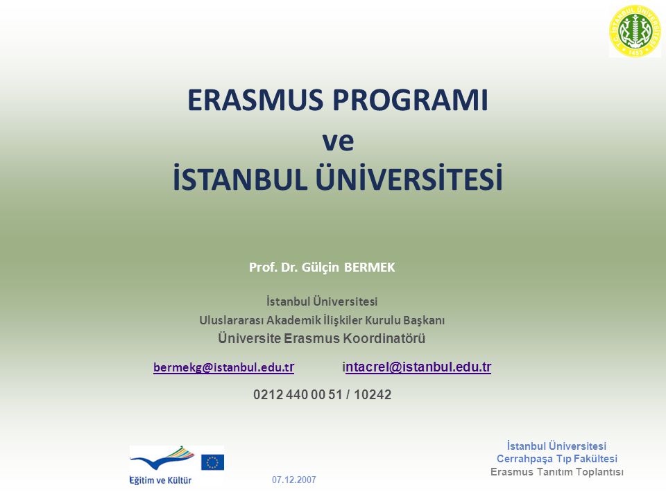 erasmus programi ve istanbul universitesi ppt indir