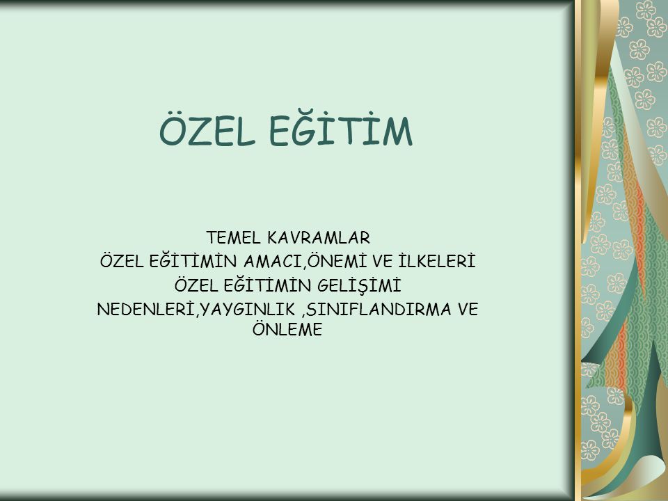 Ozel Egitim Temel Kavramlar Ozel Egitimin Amaci Onemi Ve Ilkeleri Ppt Indir