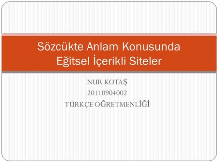 NUR KOTA Ş 20110904002 TÜRKÇE Ö Ğ RETMENL İĞİ Sözcükte Anlam Konusunda Eğitsel İçerikli Siteler.