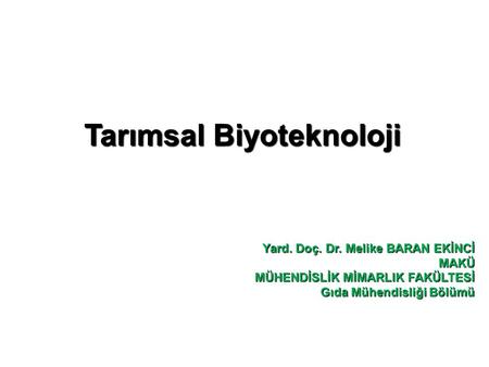 Tarımsal Biyoteknoloji