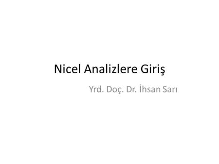 Nicel Analizlere Giriş