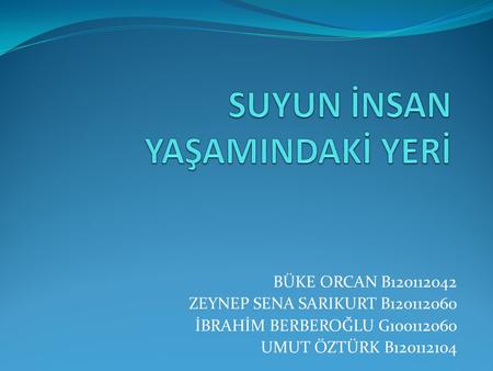 SUYUN İNSAN YAŞAMINDAKİ YERİ