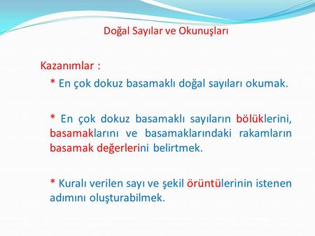 Doğal Sayılar ve Okunuşları