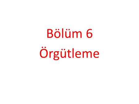 Bölüm 6 Örgütleme.