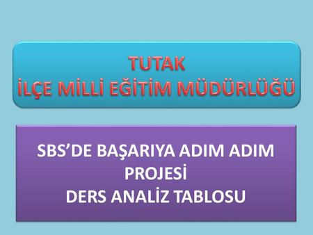 SBS’DE BAŞARIYA ADIM ADIM PROJESİ DERS ANALİZ TABLOSU.