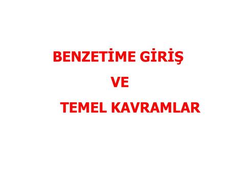 BENZETİME GİRİŞ VE TEMEL KAVRAMLAR.