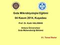 Gıda Mikrobiyolojisi Eğitimi 04 Kasım 2014, Kuşadası Prof. Dr. Kadir HALKMAN Ankara Üniversitesi Gıda Mühendisliği Bölümü 01; Temel İlkeler.